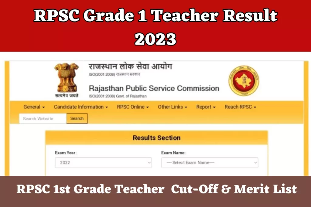 RPSC Grade 1 Teacher Result 2023