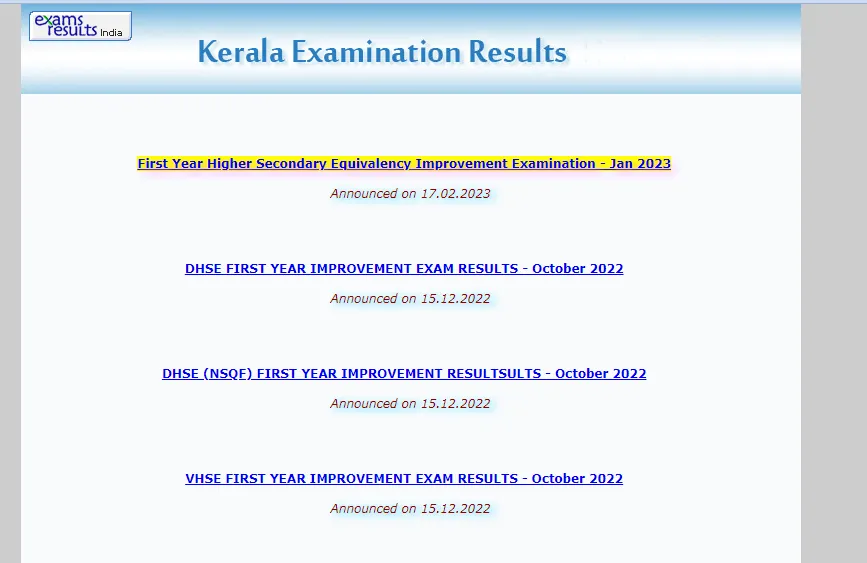 Kerala DHSE 12th Result