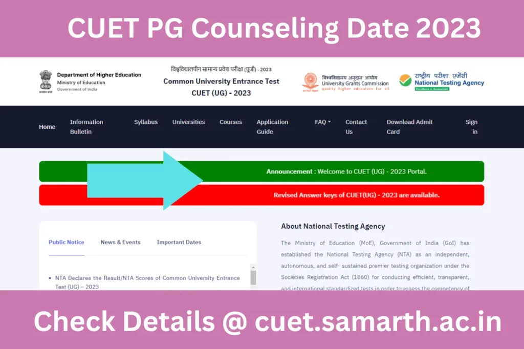 CUET PG Counseling Date 2023