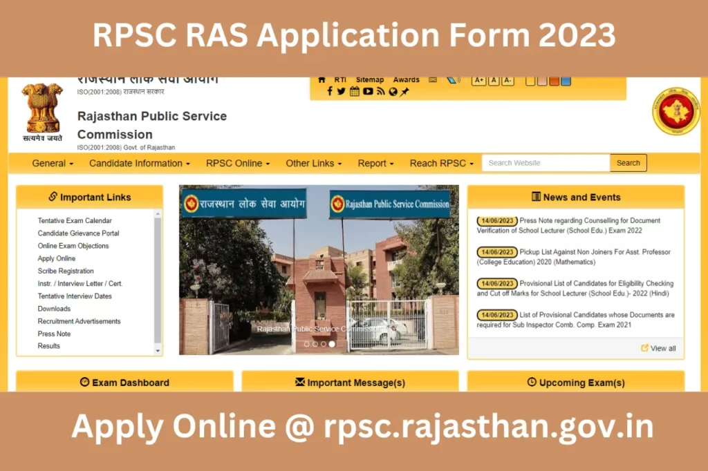 RPSC RAS Application Form 2023 Download Notification Vacancy