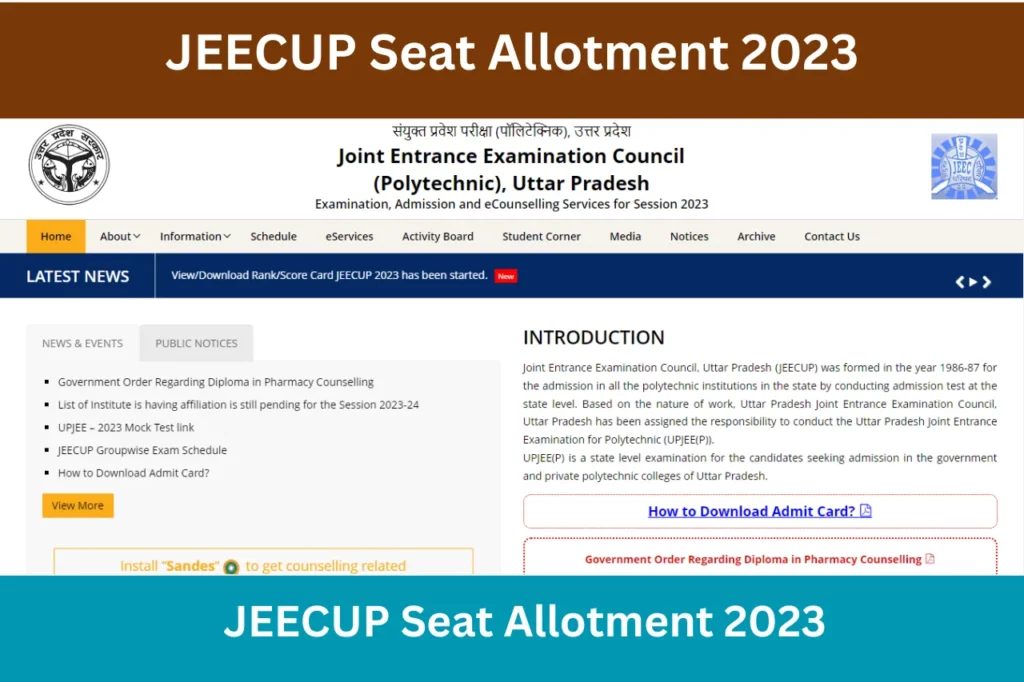 JEECUP Seat Allotment 2023