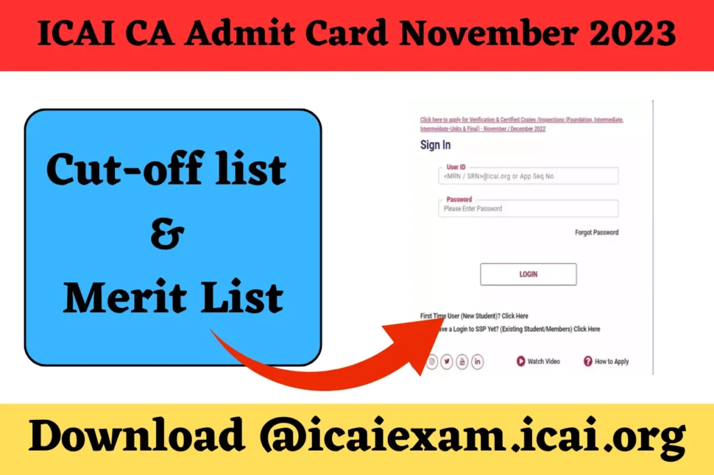 ICAI CA Admit Card November 2023